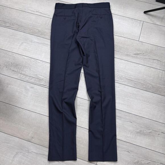 Emporio Armani Dress Pants Navy Textured Slim Fit  Italy Made Size 50 Wool Blend - Picture 2 of 13